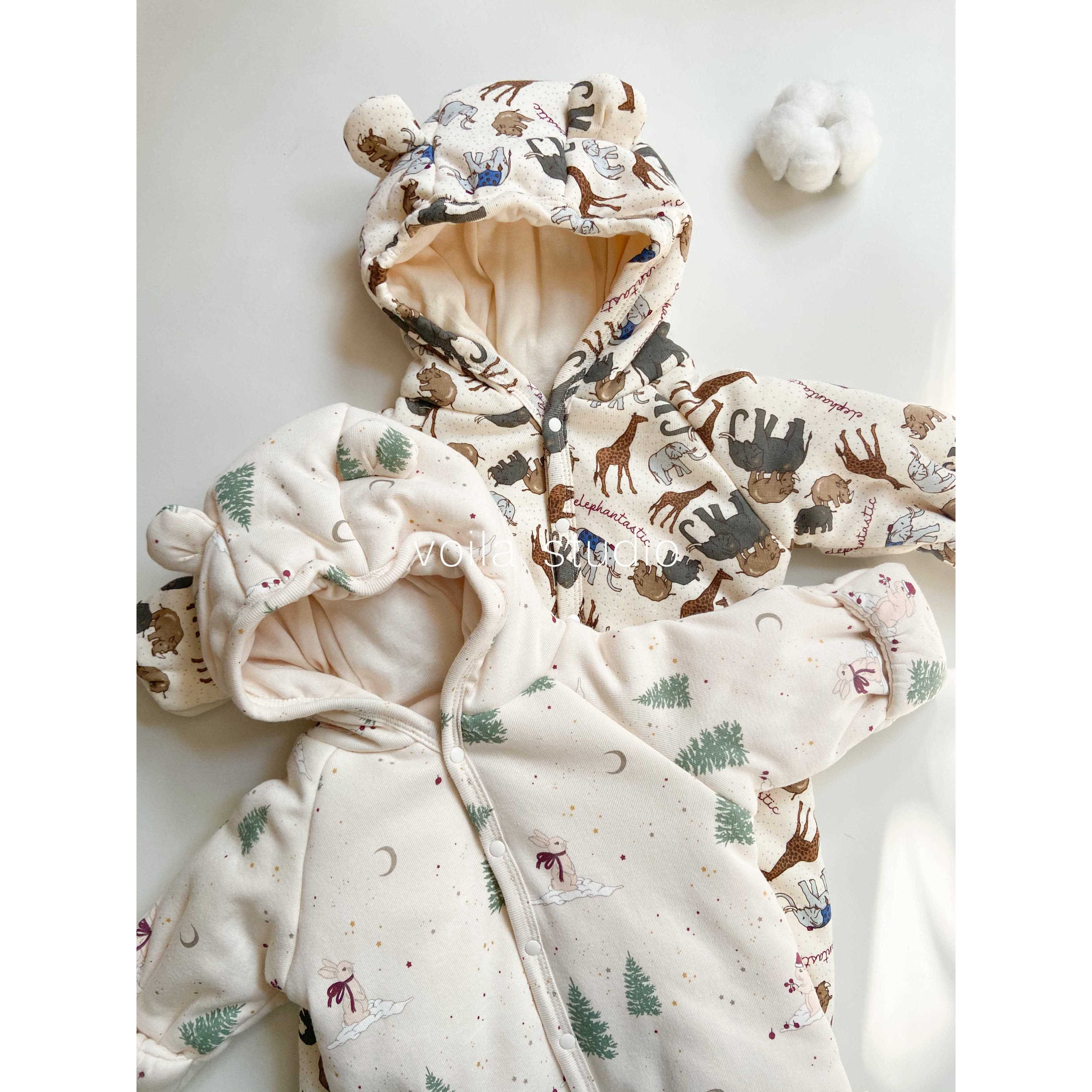 冬季宝宝棉服A类婴儿夹棉连体衣外出服可爱加厚保暖外套连帽纯棉
