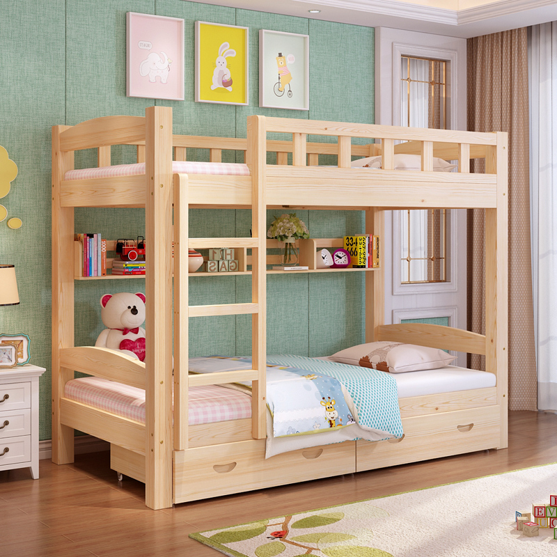 全实木上下床儿童床二层宿舍高低床成年子母床双人上下铺木床双层