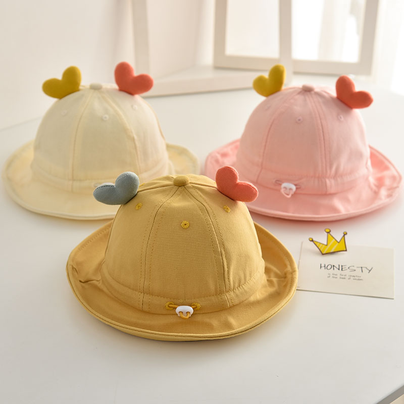 日本婴儿帽子可爱超萌儿童渔夫帽宝宝春秋薄款遮阳夏天网面太阳帽