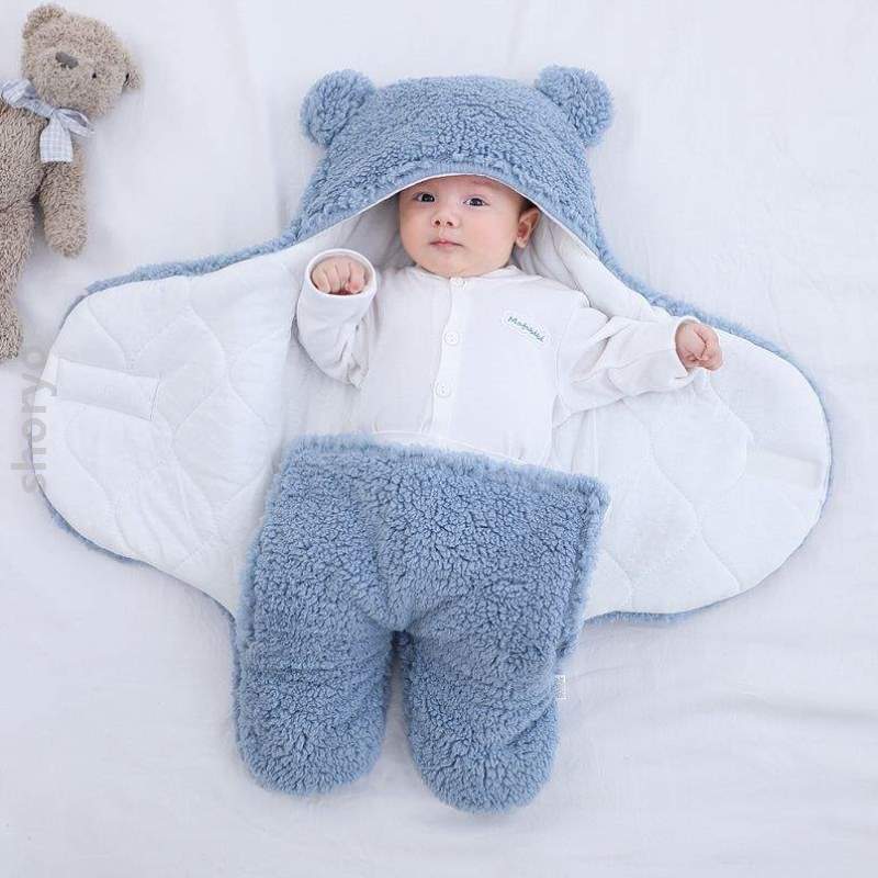婴儿襁褓秋季睡袋一体式冬季儿被抱衣服*新生保暖加厚外出包被抱
