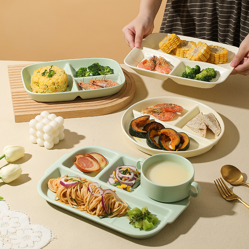 陶瓷早餐儿童分格盘子四格盘食堂专用大人减脂孕妇分餐盘月子餐具