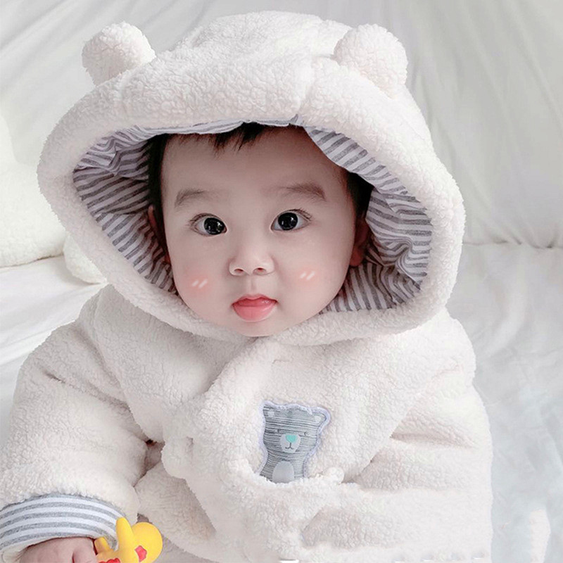 婴儿衣服秋冬加厚外出冬季连体衣外穿夹棉三四个月男宝宝冬装包脚
