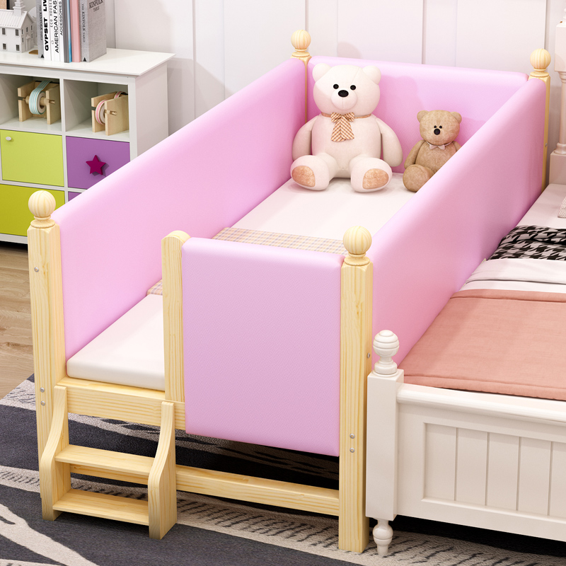 儿童床带护栏婴儿床拼接小床婴儿实木延边床男孩公主床加宽儿童床
