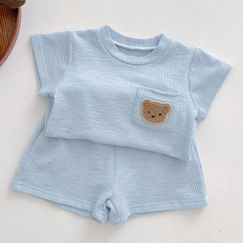 婴儿衣服夏季薄款6-12个月男宝宝纯棉短袖套装一周岁女童分体夏装