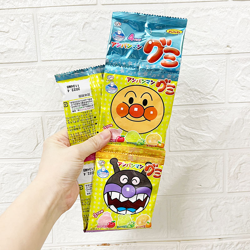 日本进口零食不二家面包超人造型果汁软糖 儿童糖果qq橡皮糖4连包
