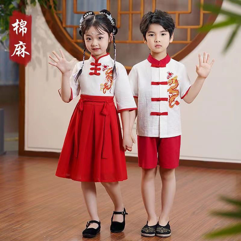 六一儿童中国风合唱服演出服男女童古装幼儿园诗歌朗诵国学表演服