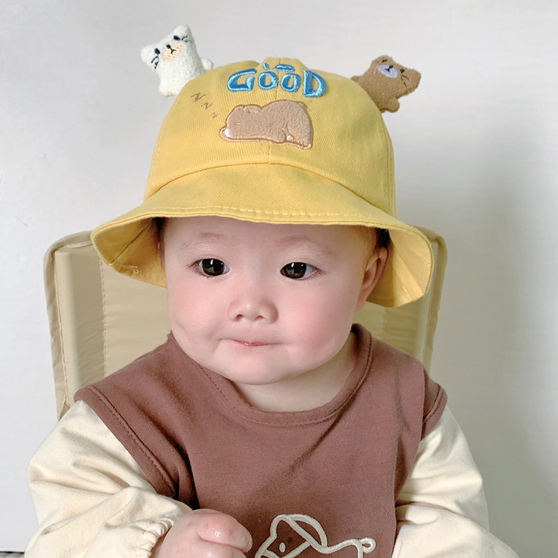 宝宝防晒帽子春秋薄款夏季儿童遮阳帽男童婴儿可爱盆帽女童渔夫帽