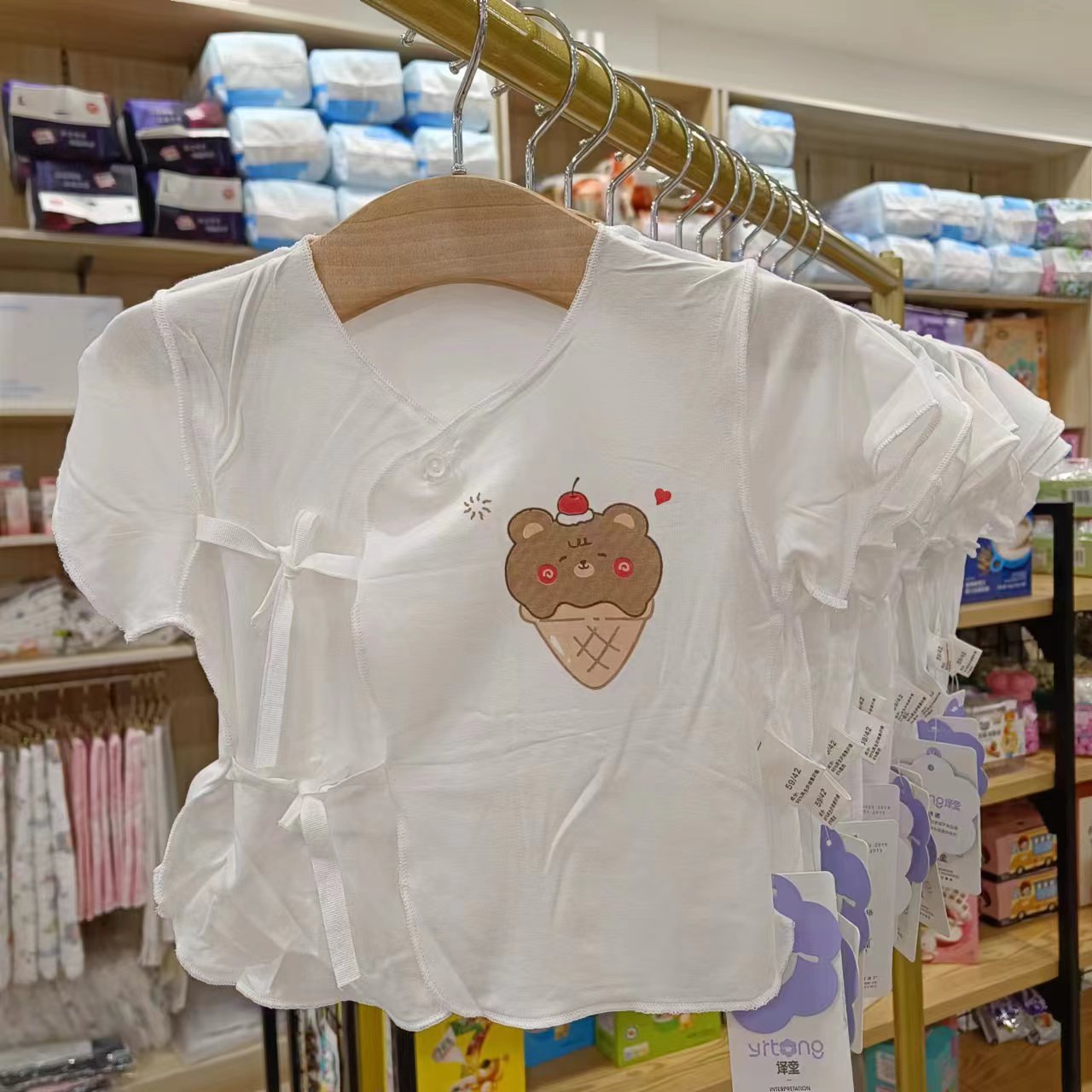 译童新生儿莫代尔半袖和服上衣 宝宝夏季薄款半背衣 婴儿空调服