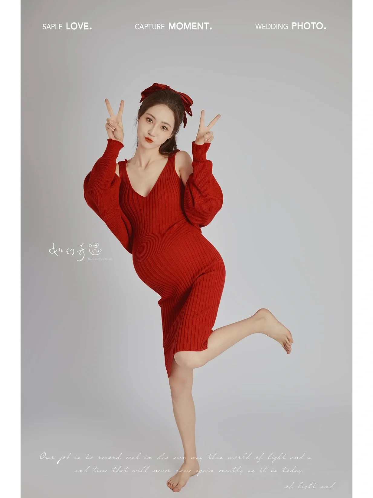 2022新款影楼情侣孕妇照服装红色新年唯美韩系孕妈咪写真拍照衣服