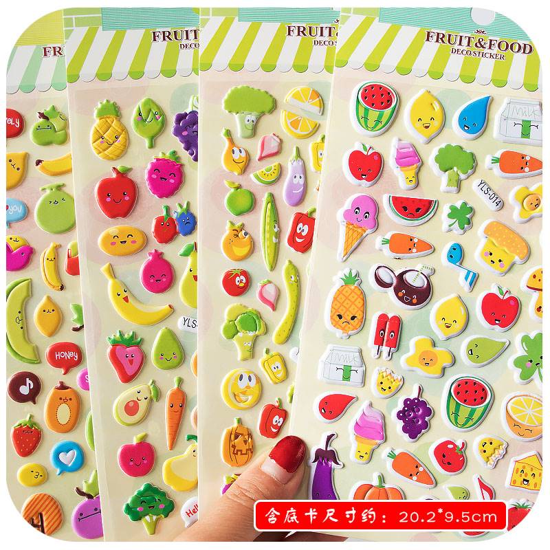 儿童玩具立体卡通食物泡泡棉3D贴画水果蔬菜表情幼儿园奖励粘贴纸