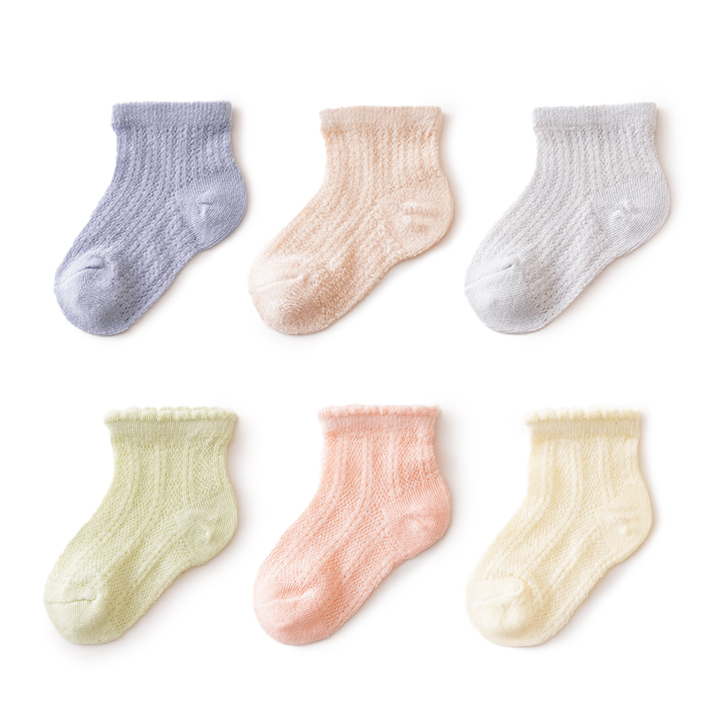 新生婴儿袜子夏季超薄款网眼纯棉白色男女童夏天透气0-3月6宝宝袜