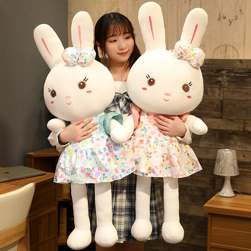 子睡毛绒玩具女孩布白娃娃儿27944119童女陪觉大号抱兔枕可爱小兔