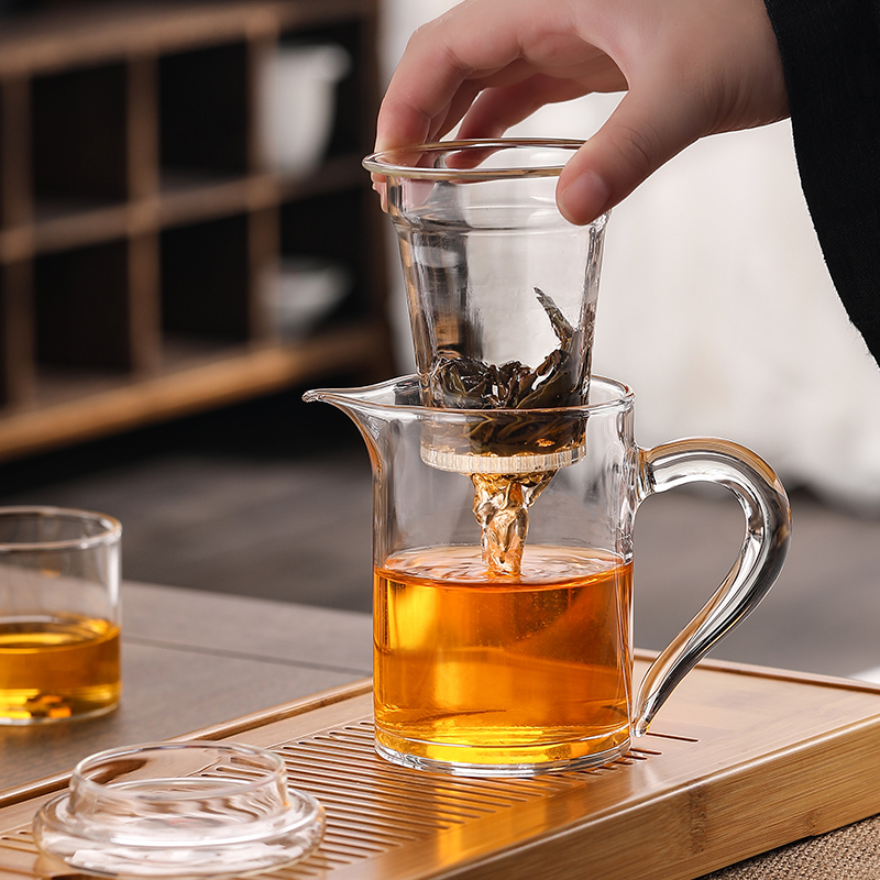梓童耐热加厚泡茶杯子公道杯过滤内胆玻璃茶具红茶泡茶器茶水分离