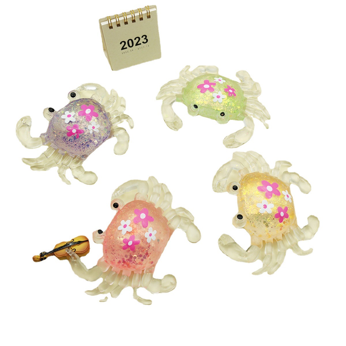 新奇特款海洋动物减解挤压麦芽糖发泄球螃蟹金粉球捏捏乐趣味玩具