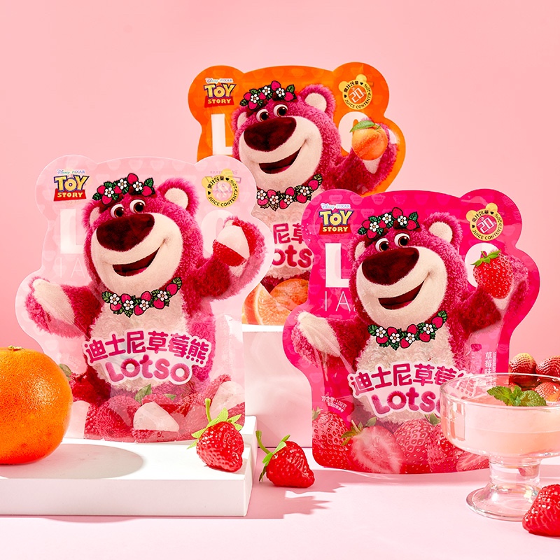 迪士尼草莓熊蒟蒻果冻混合果汁味布丁108克儿童休闲零食吸吸果冻