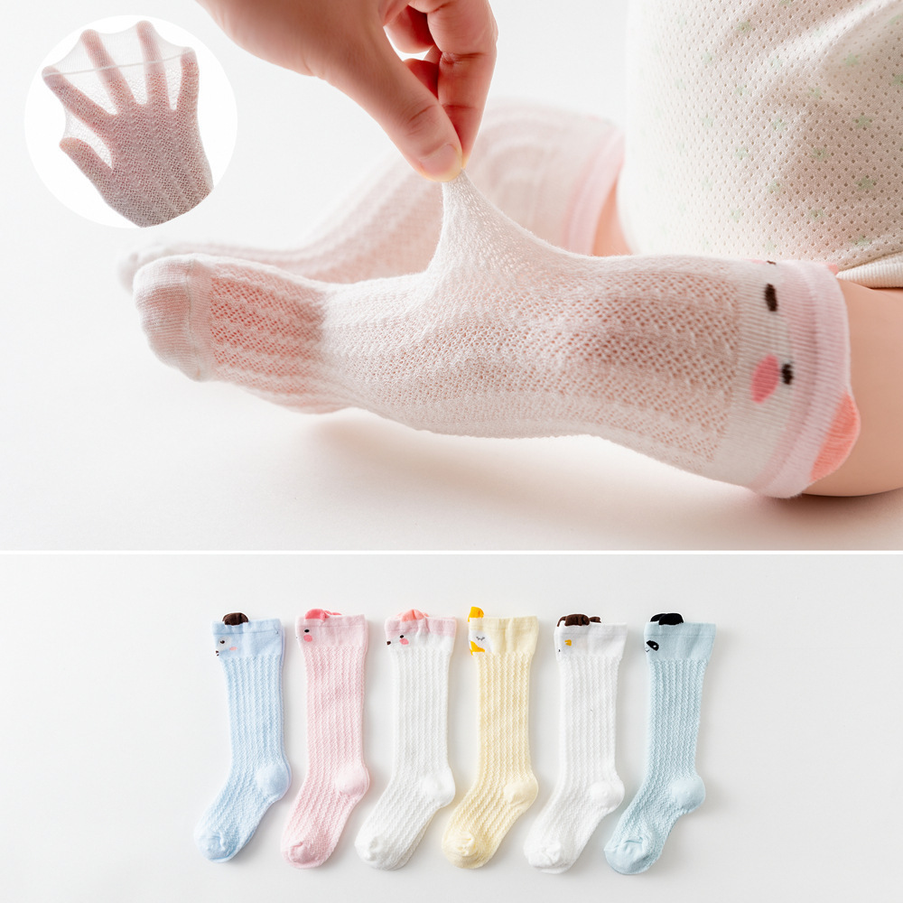 ins2024夏季薄款婴儿网眼长筒袜卡通过膝防蚊宝宝袜儿童高筒袜子