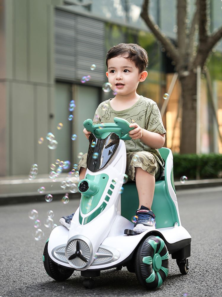 儿童电动车泡泡机平衡男女孩遥控玩具车可坐人婴儿宝宝四轮漂移车
