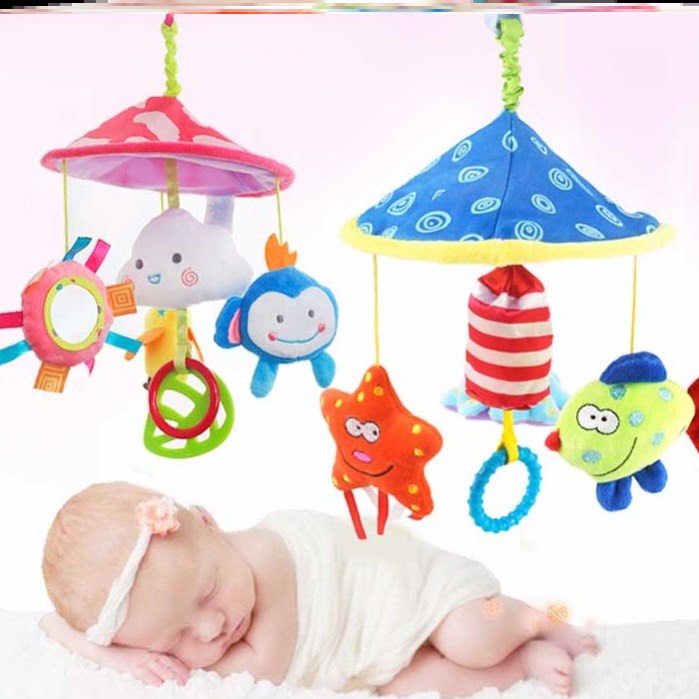 外出布艺毛绒床铃宝宝婴儿车玩具挂件唱歌0-6-12月床铃A玩具躺玩