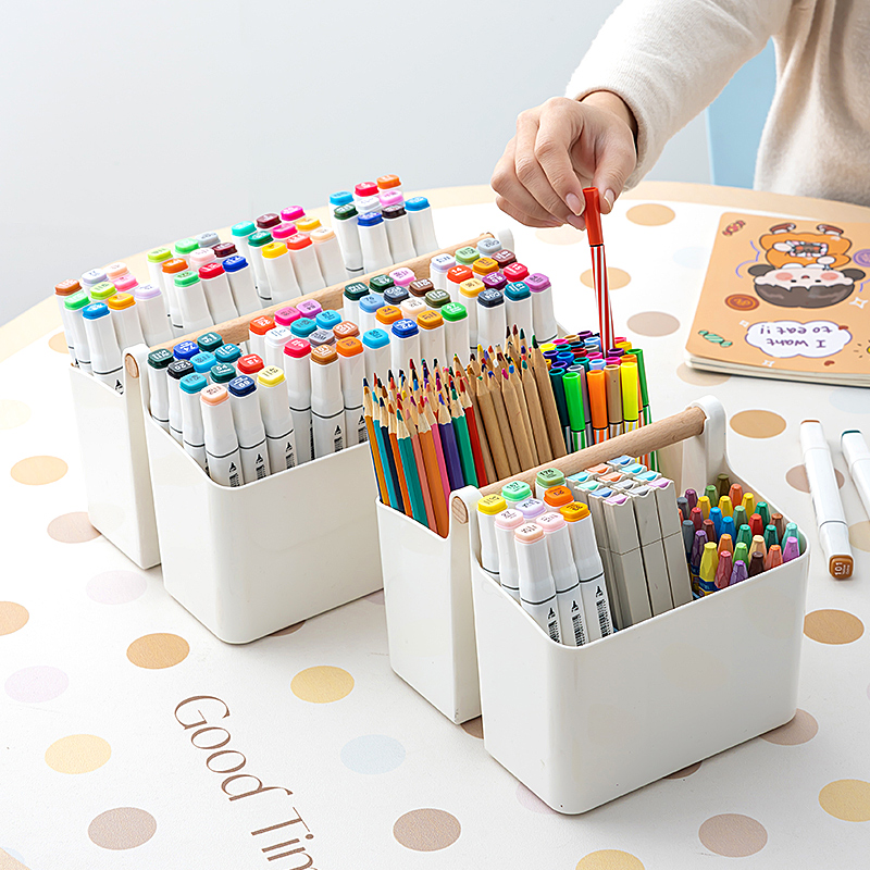 大容量马克笔收纳盒儿童笔筒画笔彩笔铅笔水彩笔书桌文具置物架