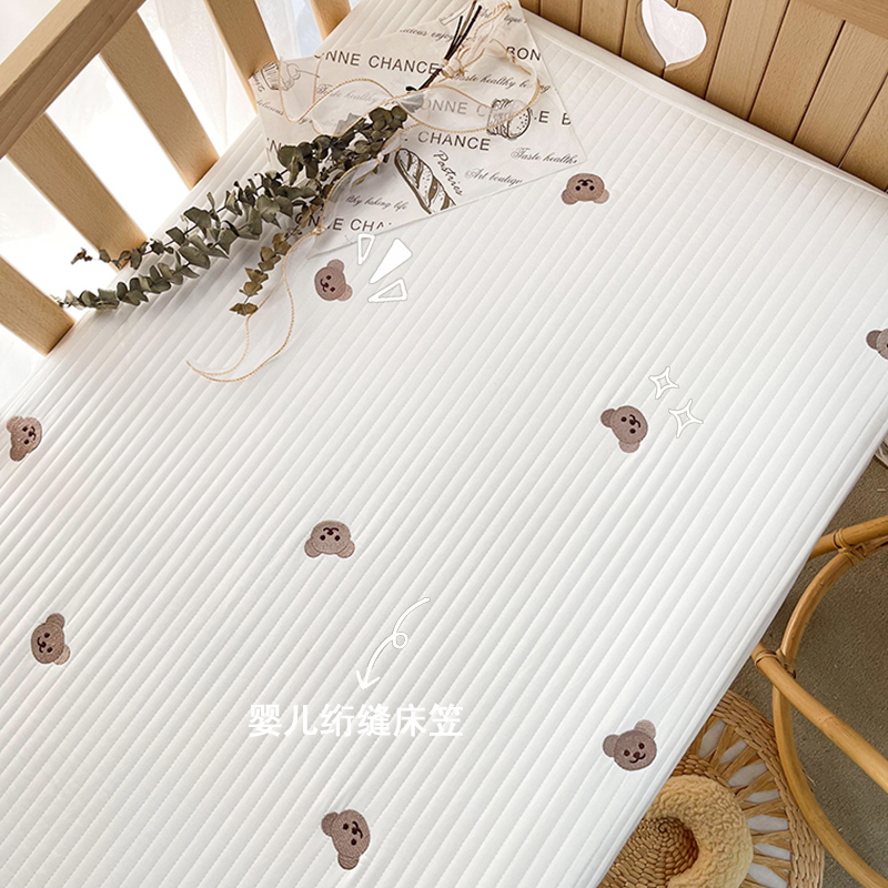 婴儿床床笠纯棉a类新生儿童拼接床罩垫秋冬季宝宝床单床垫套定制
