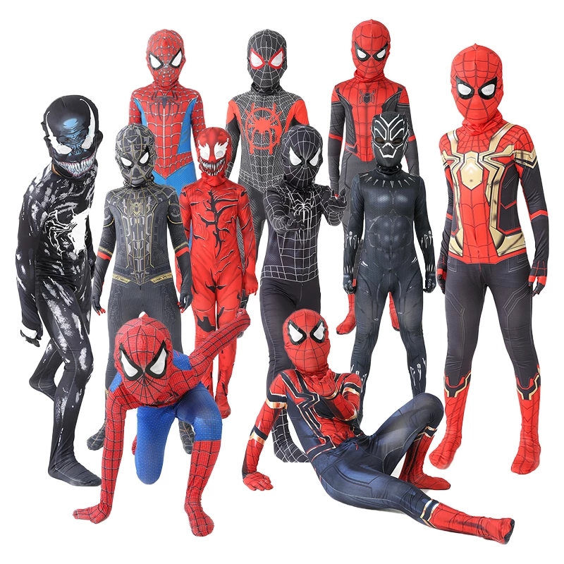 万圣节儿童成人服装蜘蛛侠连体衣迈尔斯衣服英雄远征男童cosplay