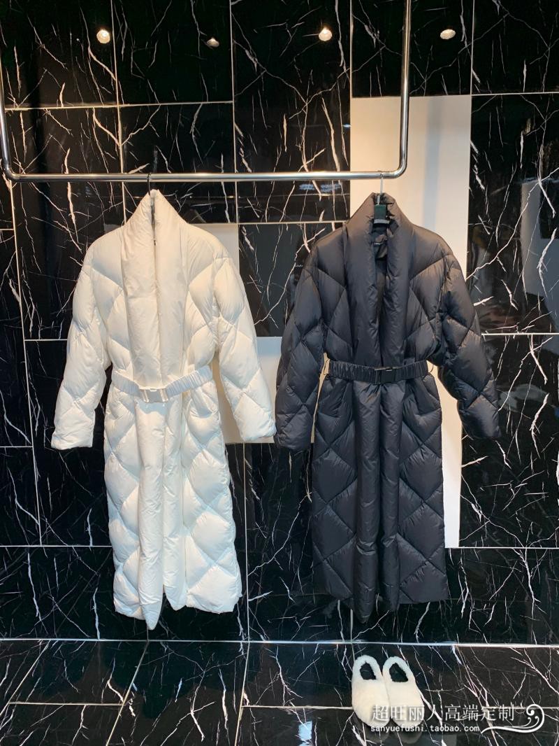 黑白2色气质显瘦长款白鹅绒羽绒服收腰保暖休闲外套女冬季2022