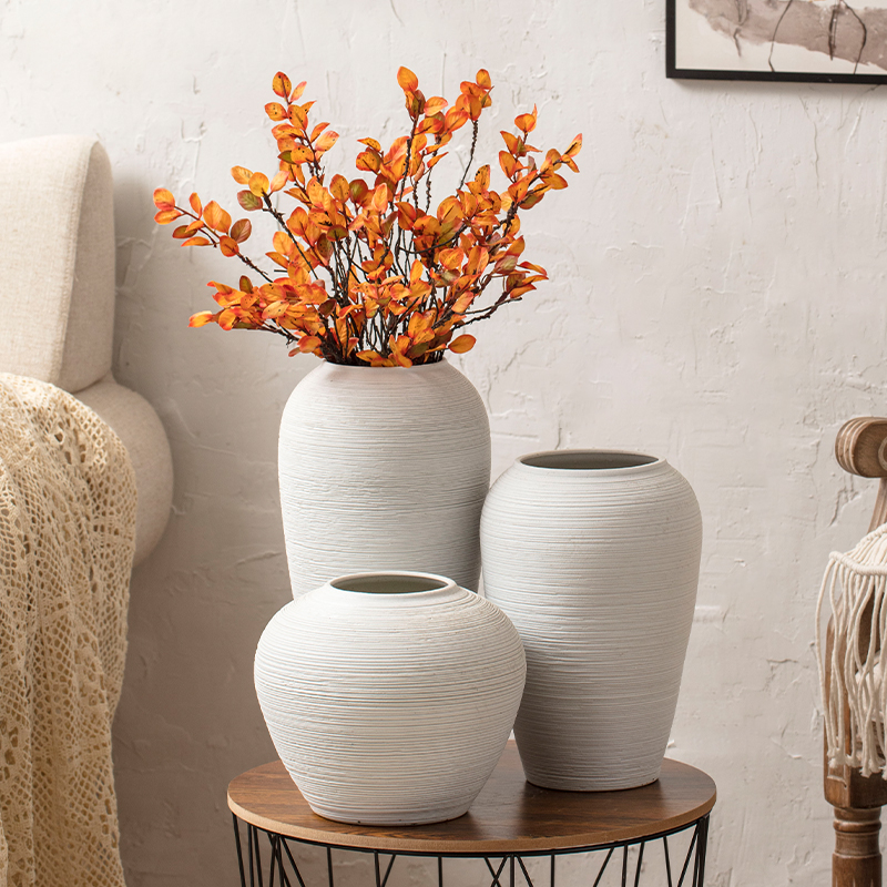 家居极简北欧风台面纯色创意日式干花水培花瓶摆件组合套装景德镇