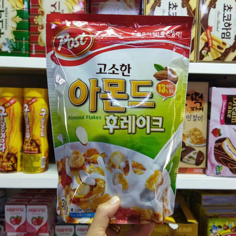 韩国进口Post东西扁桃仁麦片300G儿童玉米麦片早餐泡牛奶代餐