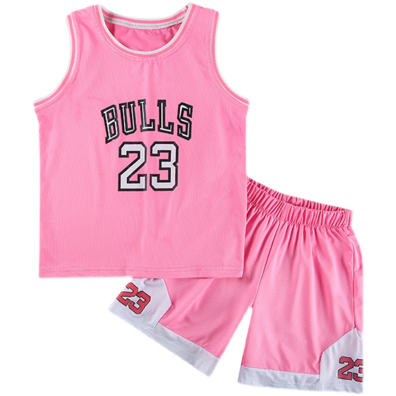 女童粉色篮球服儿童夏季运动套装女孩无袖速干球衣24号背心球服潮