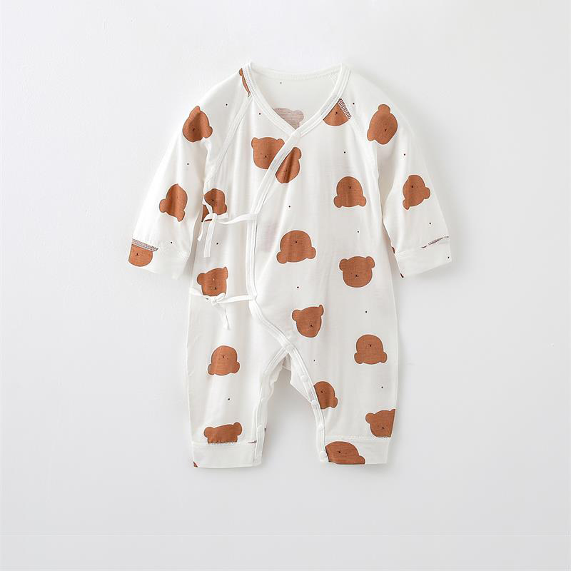 婴儿连体衣服长袖莫代尔空调夏季轻薄款夏装新生睡衣宝宝哈衣爬服