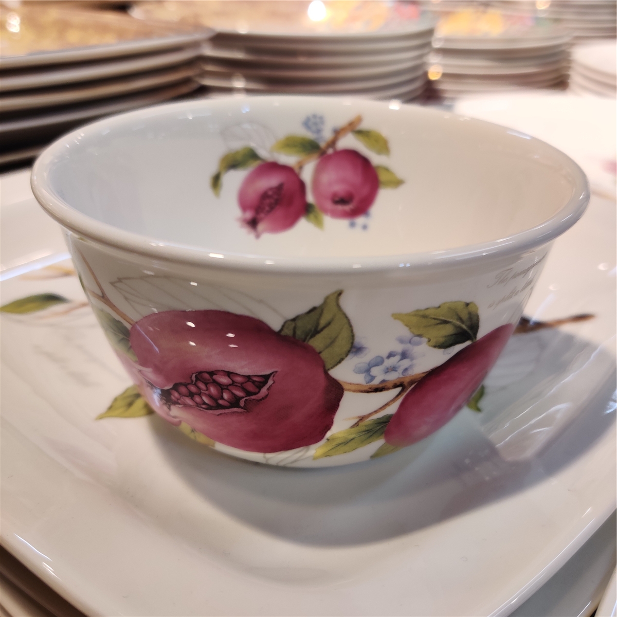 红石榴家用饭碗单个高档骨瓷碗厨房餐具韩国花礼品457寸饭汤面碗