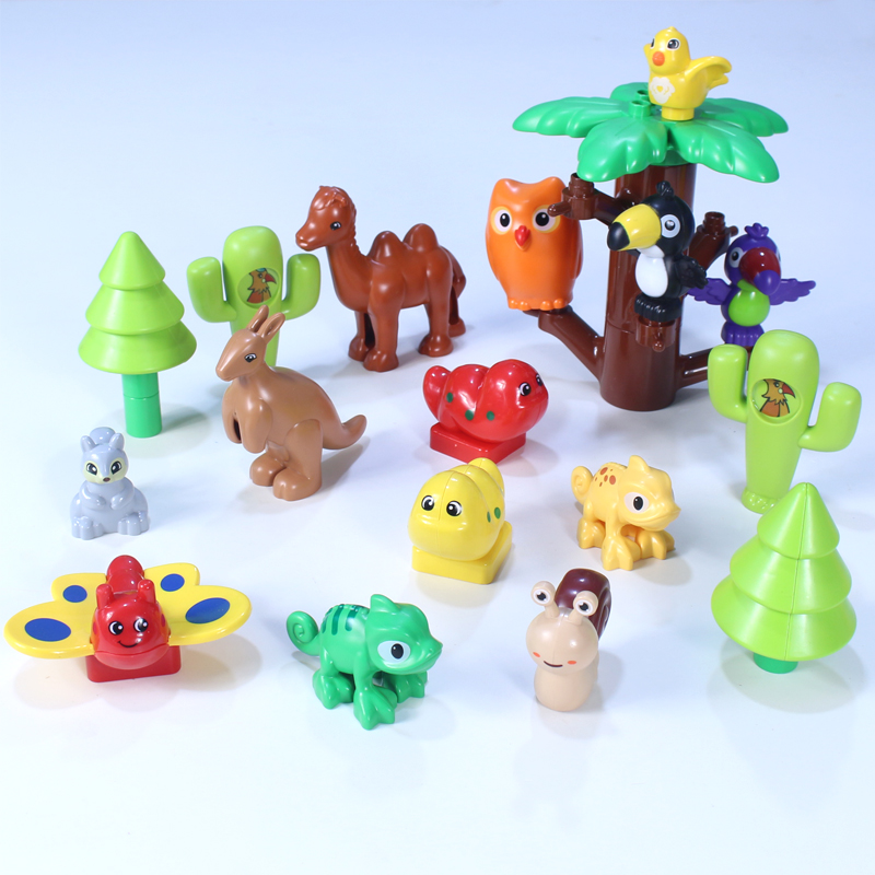 积木玩具大颗粒动物配件猫头鹰3岁儿童宝宝益智拼装兼容乐高散件4