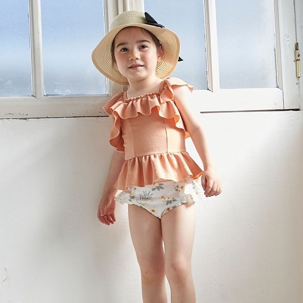 日本PM儿童泳衣女童可爱宝宝温泉分体泳衣小中童婴幼儿游泳衣