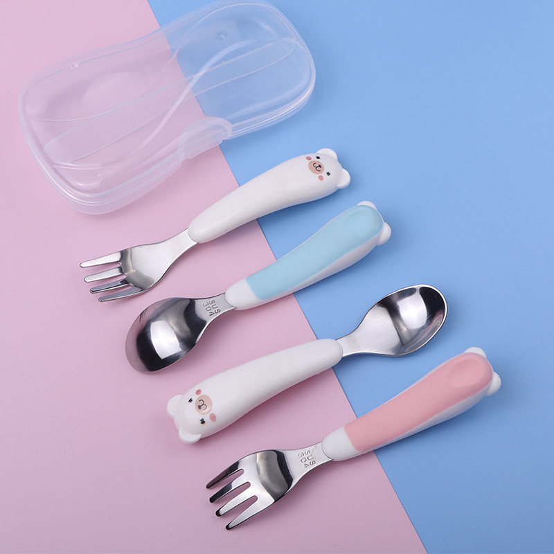 儿童餐具便携套装304不锈钢勺子叉子婴幼儿喂养餐具宝宝卡通叉勺