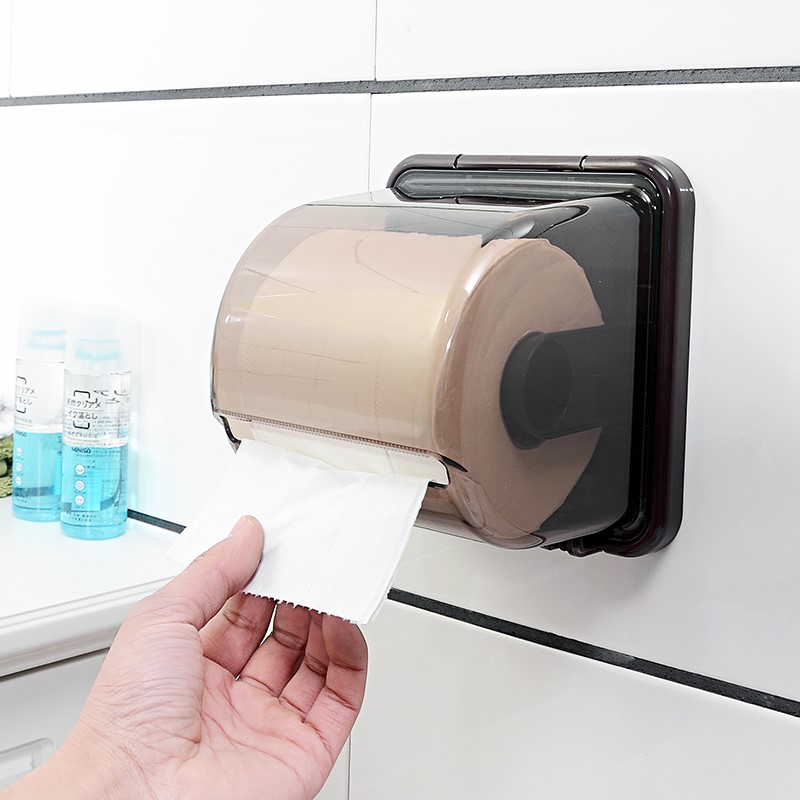 卫生间厕所纸巾盒免打孔创意卷纸架吸G盘壁挂式纸筒厕纸盒家用防