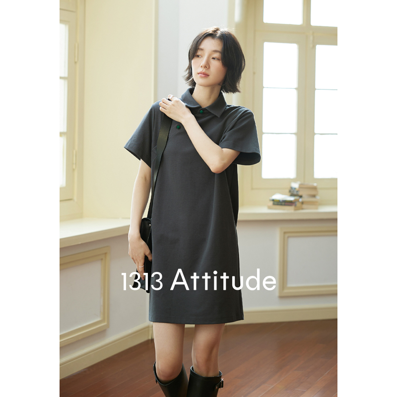 【现货】1313新中式旗袍裙！斜扣设计感黑色显瘦休闲T恤短连衣裙