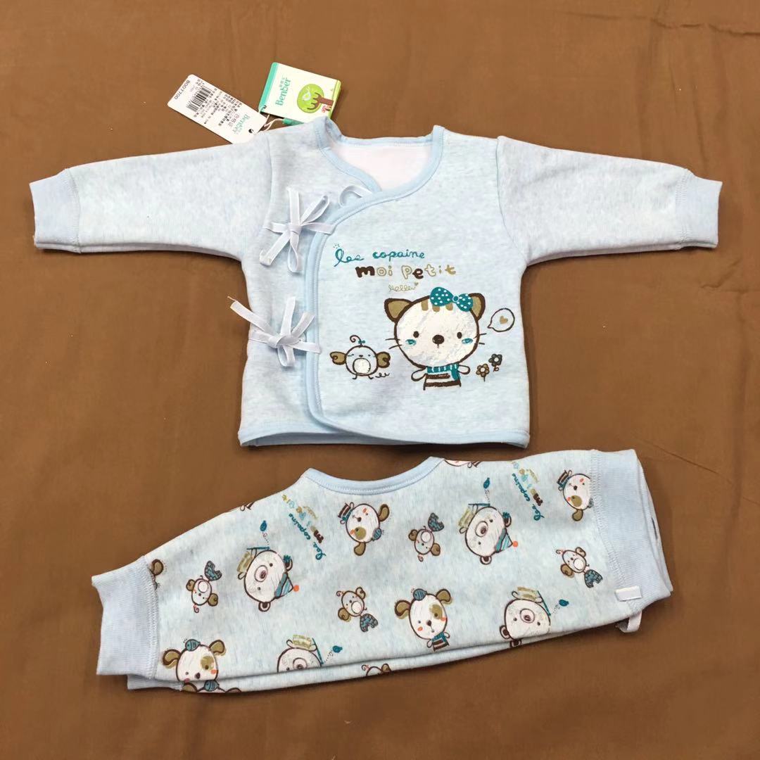 J1531初生儿内衣婴儿装合同套奶哺衣系带套装宝宝装加绒开裆0岁