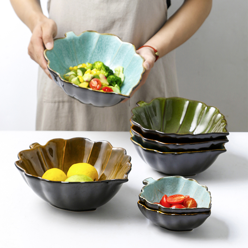 欧美客创意异形碗个性汤碗家用单个水果沙拉碗陶瓷大号菜碗复古