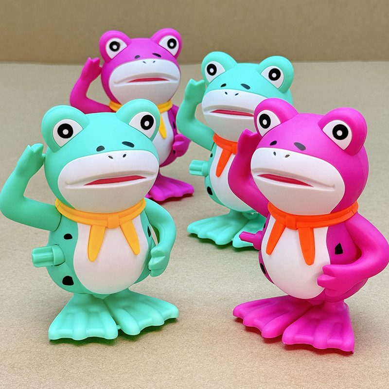 上链弦发条玩具跳跳卖崽青蛙卡通动物可爱宝宝婴幼儿学爬互动1-4