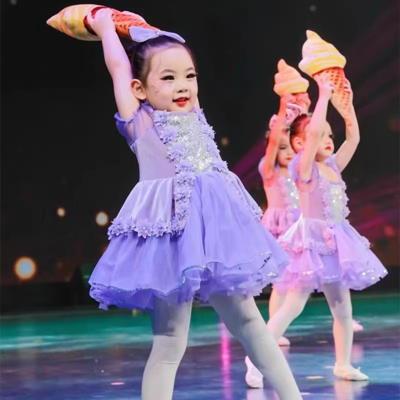 小雪糕舞蹈服六一幼儿园蓬蓬纱裙女童公主裙冰激凌的味道演出服装