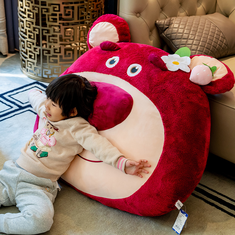 正版迪士尼草莓熊床头软包靠垫儿童卧室床上靠枕大靠背榻榻米抱枕