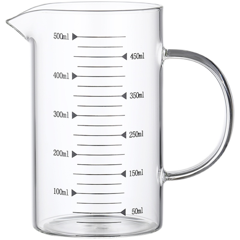 透明水杯大容量女家用带把玻璃杯耐热牛奶杯儿童刻度早餐杯带盖子
