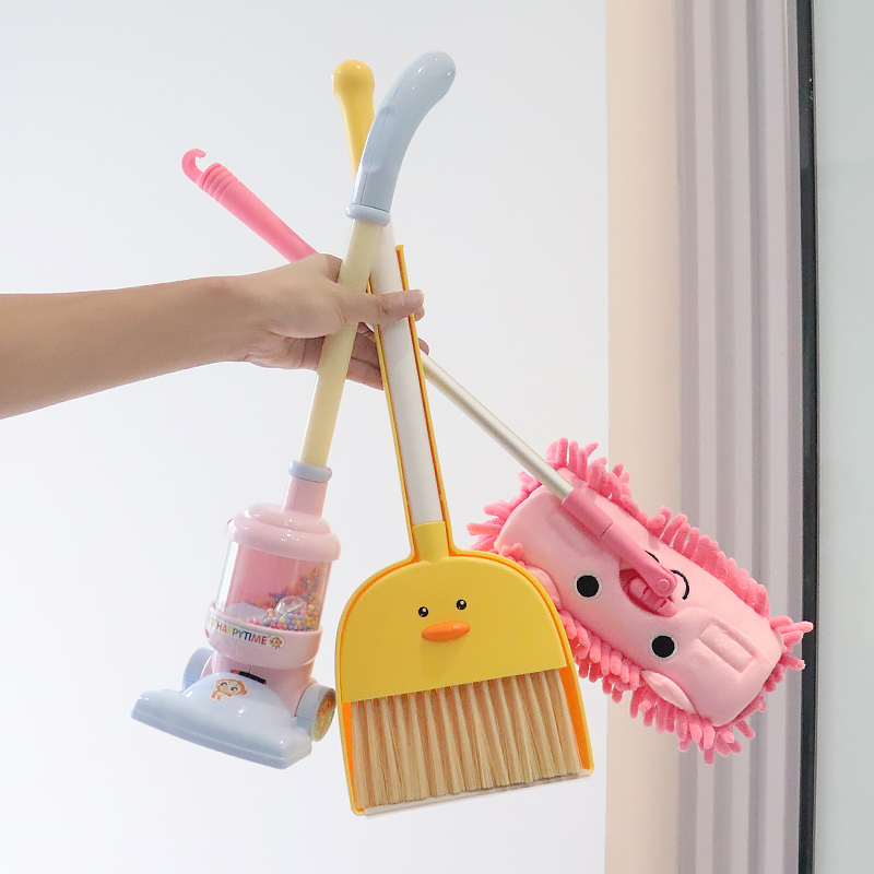 儿童过家家玩具小黄鸭扫帚拖布簸箕宝宝吸尘器扫把益智玩具套装
