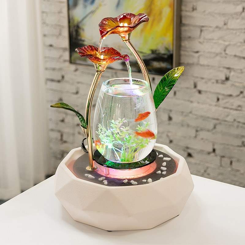 易萌 小型桌面玻璃鱼缸客厅创意鱼缸微景观生态鱼缸装饰品摆件 海