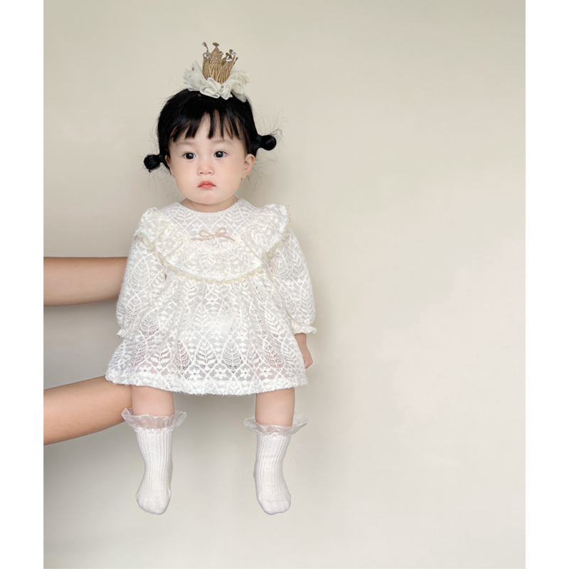 婴儿春装韩版新生儿衣服蕾丝公主连体哈衣裙子女宝宝长袖包屁爬服
