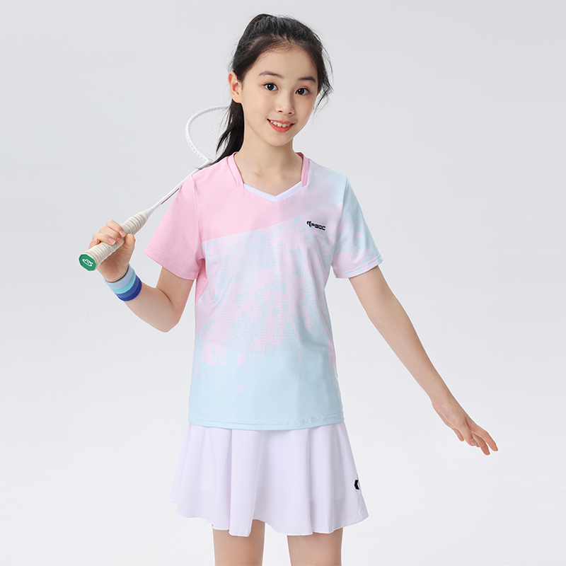佩琪酷2024新款儿童羽毛球训练服韩版速干女童跑步运动比赛队服