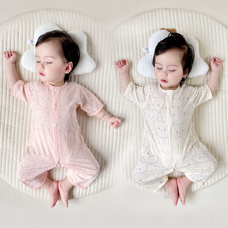 新生婴儿连体衣半袖 薄款哈衣男夏季空调服女满月宝宝睡衣 包屁衣