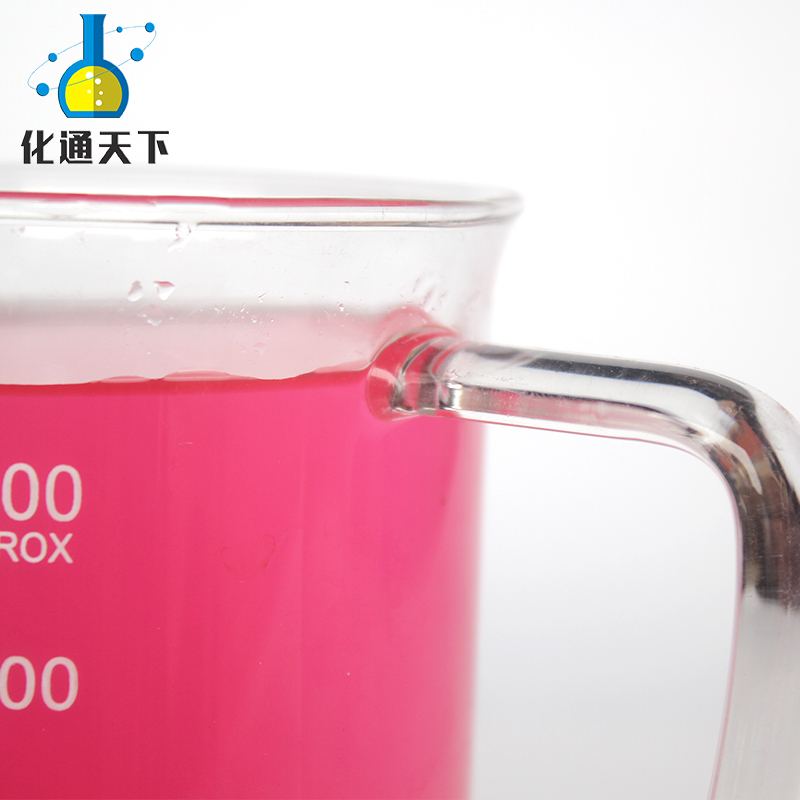 玻璃带柄烧杯 把手刻度试验量杯 厨房喝水用耐高温 500ml化通天下