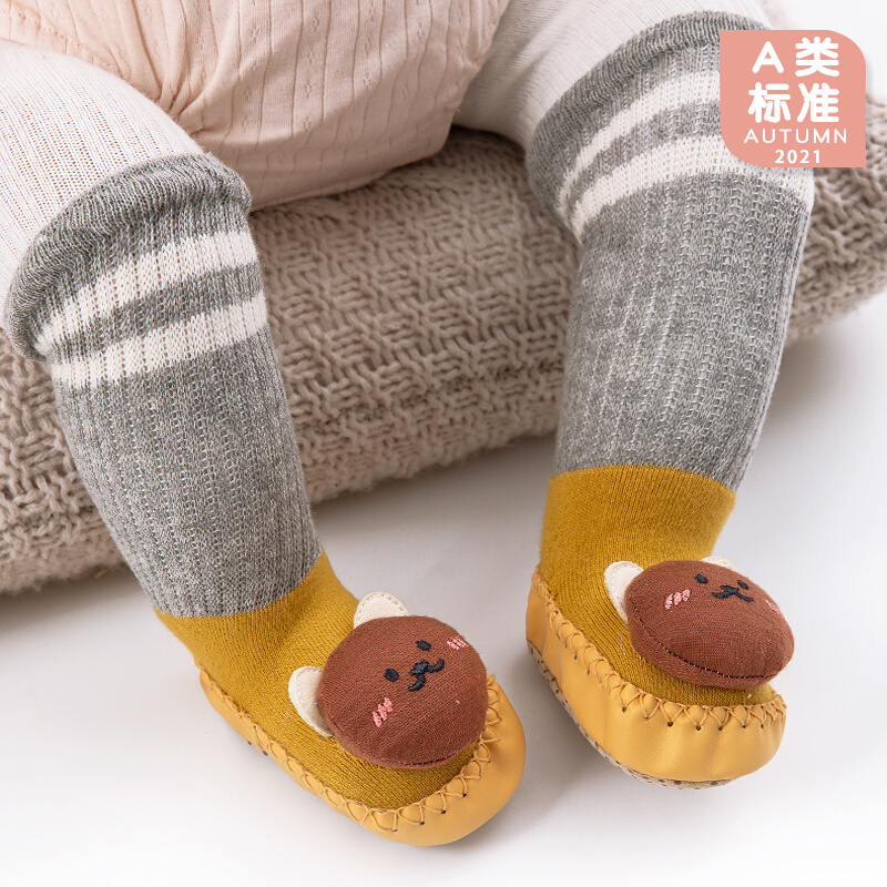 婴儿鞋袜秋冬加厚袜子防滑儿童长筒学步袜地板鞋冬季宝宝地板袜