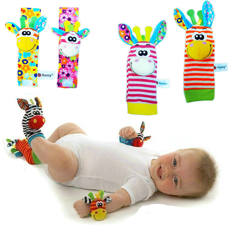 SOZZY婴儿摇铃手表带袜子手腕带初生儿宝宝0-3-6个月玩具安抚玩偶